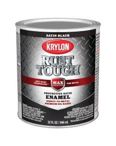 Krylon Rust Tough Oil-Based Satin  Rust Control Enamel, Black, 1 Qt.