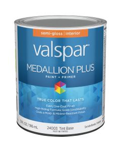 Valspar Medallion Plus Premium Paint & Primer Semi-Gloss Interior Paint, Tint Base, 1 Qt.