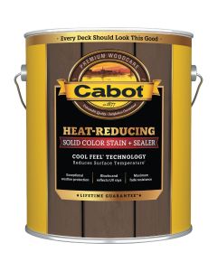 Cabot Heat-Reducing Solid Color Stain + Sealer with Cool Feel Technology, Brown Cashmere, 1 Gal.