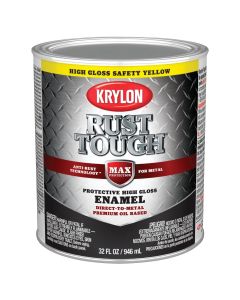 Krylon Rust Tough Gloss Anti-Rust Safety Color Rust Control Enamel, Safety Yellow, 1 Qt.