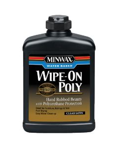 Minwax Satin Water Based Wipe-On Interior Polyurethane, 1 Pt.