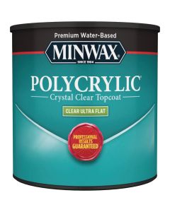 Minwax Polycrylic Clear Ultra Flat Protective Finish, 1/2 Pt.