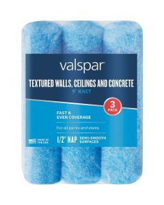 Valspar 9 In. x 1/2 In. Knit Textured Walls, Concrete & Decks Roller Covers (3-Pack)