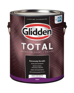 Glidden Total Exterior Paint + Primer Satin Ready Mix White 1 Gallon