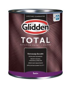 Glidden Total Exterior Paint + Primer Satin White & Pastel Base Quart