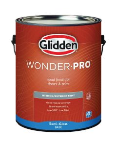 Glidden WonderPro Interior/Exterior Semi-Gloss Paint, White & Pastel Base, 1 Gal.