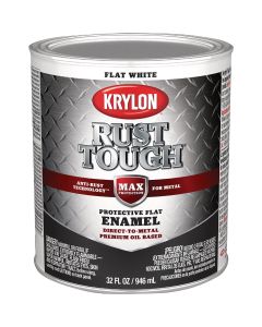 Krylon Rust Tough Oil-Based Flat Rust Control Enamel, White, 1 Qt.