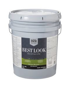 Best Look 100% Acrylic Latex Premium Paint & Primer In One Semi-Gloss Exterior House Paint, High Hiding White, 5 Gal.