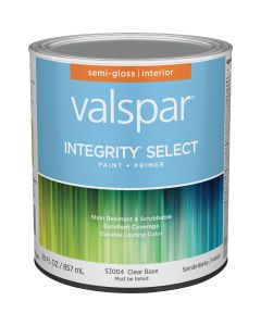 Valspar Integrity Select Paint & Primer Semi-Gloss Interior Paint, Clear Base, 1 Qt.