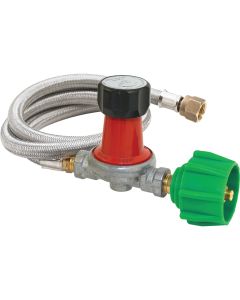 Bayou Classic 48 In. Stainless Steel High Pressure LP Hose & Adjustable Regulator