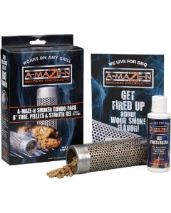 A-Maze-N 6 In. Stainless Steel Wood Pellet Grill Tube Smoker Combo Pack