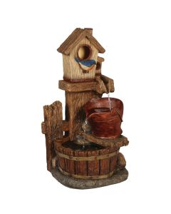 Best Garden 13.5 In. W. x 26.5 In. H. x 10.5 In. L. Polyresin Birdhouse Fountain