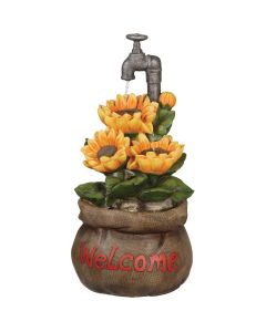 Best Garden 13 In. W. x 28 In. H. x 13 In. L. Polyresin Sunflower Fountain