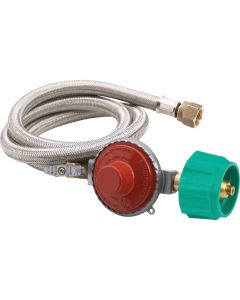 Bayou Classic 48 In. Stainless Steel High Pressure LP Hose & Preset Regulator