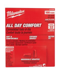 Milwaukee Foam 32 dB Individually Wrapped Ear Plugs (100-Pair)