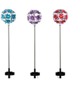 Alpine Metal 33 In. H. Hydrangea Ball Solar Stake Light