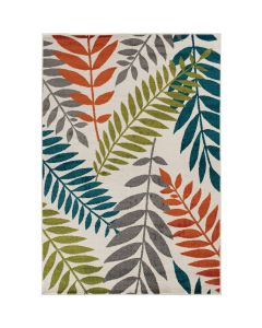 Backyard Bungalow Blythewood 6 Ft. 7 In. x 9 Ft. 6 In. Multi-Color Leaves Plush Outdoor Rug