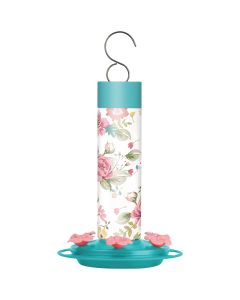 Nature's Way 20 Oz. Glass Charming Peony Decorative Hummingbird Feeder