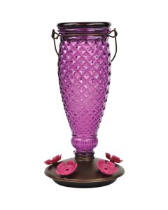 Perky-Pet Diamond Wine 24 Oz. Glass Top-Fill Hummingbird Feeder