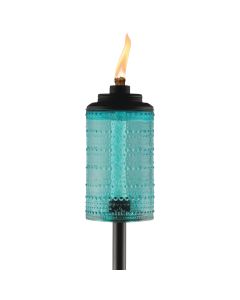 Tiki Easy Install 68 In. Blue Carnival Glass Patio Torch