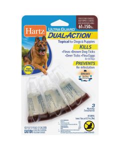 Hartz UltraGuard Dual Action 3-Month Supply Flea & Tick Treatment For Dogs & Puppies From 61 to 150 Lb.