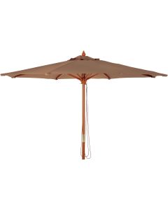 Outdoor Expressions 9 Ft. Pulley Brown Market Patio Umbrella with Chrome Plated Hardware