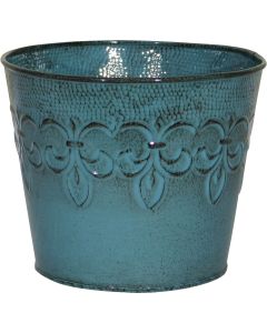 Robert Allen Fleur De Lis 8 In. Metal Surf Blue Planter