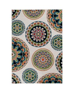 Backyard Bungalow Burnette 6 Ft. 7 In. x 9 Ft. 6 In. Multi-Color Mandalas Plush Outdoor Rug