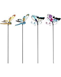 Alpine 36 In. Metal & Glass Assorted Insect Garden Stake Lawn Ornament