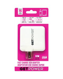 GetPower 30W Dual USB AC Adapter, White