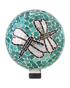 Alpine 10 In. Dia. Mosaic Dragonfly Duo Glass Gazing Globe