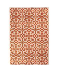 Backyard Bungalow Contoy 6 Ft. 7 In. x 9 Ft. 6 In. Orange Tile Plush Outdoor Rug