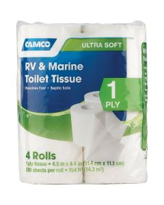 Camco RV & Marine 1-Ply Toilet Paper (4 Regular Rolls)