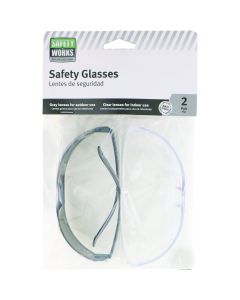 Safety Works Gray & Clear Frame Safety Glasses with Gray & Clear Lenses (2-Pack)