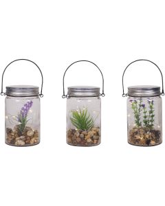 Alpine 3 In. W. x 6 In. H. x 4 In. L. Warm White LED Hanging Succulent Jar Patio Lantern