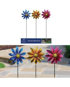 Alpine Vibrant Metal Floral Wind Spinner Garden Stake