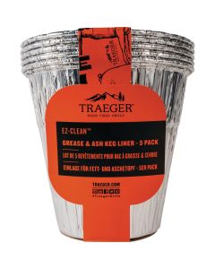 Traeger EZ-Clean Aluminum Grease & Ash Keg Liner (5-Pack)