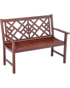 Jack Post 4 Ft. L. Hardwood Bench with Decorative Back in Oil Finish