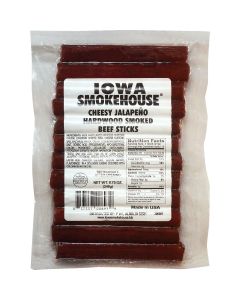 Iowa Smokehouse 8.75 Oz. Cheesy Jalapeno Hardwood Smoked Beef Sticks