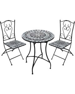 Alpine 3-Piece Marbled Glass Mosaic Bistro Set