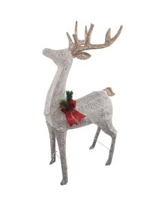 Alpine 50 In. Cool White LED White Mesh Standing Deer Lighted Decoration