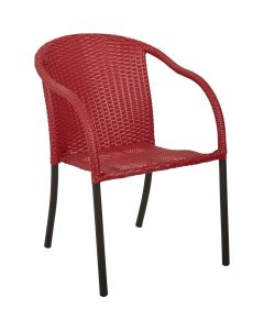 Coronado Casuals Red Wicker Steel Frame Stackable Chair