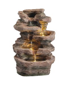 Lumineo 10.6 In. W. x 15.4 In. H. x 8.3 In. L. Polyresin Rock Waterfall Fountain