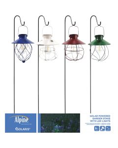 Alpine Metal 42 In. H. LED Solar Hanging Lantern with Hook Stake