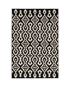 Backyard Bungalow Newnan 6 Ft. 7 In. x 9 Ft. 6 In. Black Geo Plush Outdoor Rug