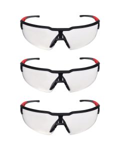 Milwaukee Red & Black Frame Safety Glasses with Clear Anti-Scratch Lenses (3-Pack)