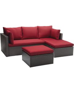 Outdoor Expressions Loft Red Wicker Sofa