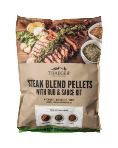 Traeger 18 Lb. Ultimate Steak Blend Pellets with Rub & Sauce Kit