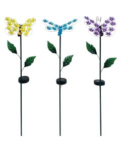 Alpine Metal 33 In. H. Insect with Hydrangea Wings Solar Stake Light