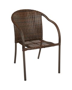 Coronado Casuals Brown Steel Frame Wicker Stackable Chair